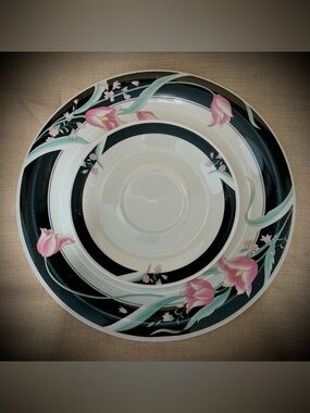 🔍China Pearl 1988 Floral Stoneware Dinner Plate & Saucer Set (2-Piece)